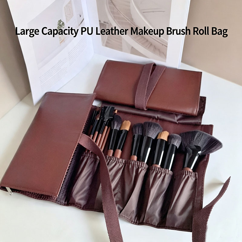 PU Leather Makeup Brush Roll B - Travel Accessories Organizer Bag 评论和价格