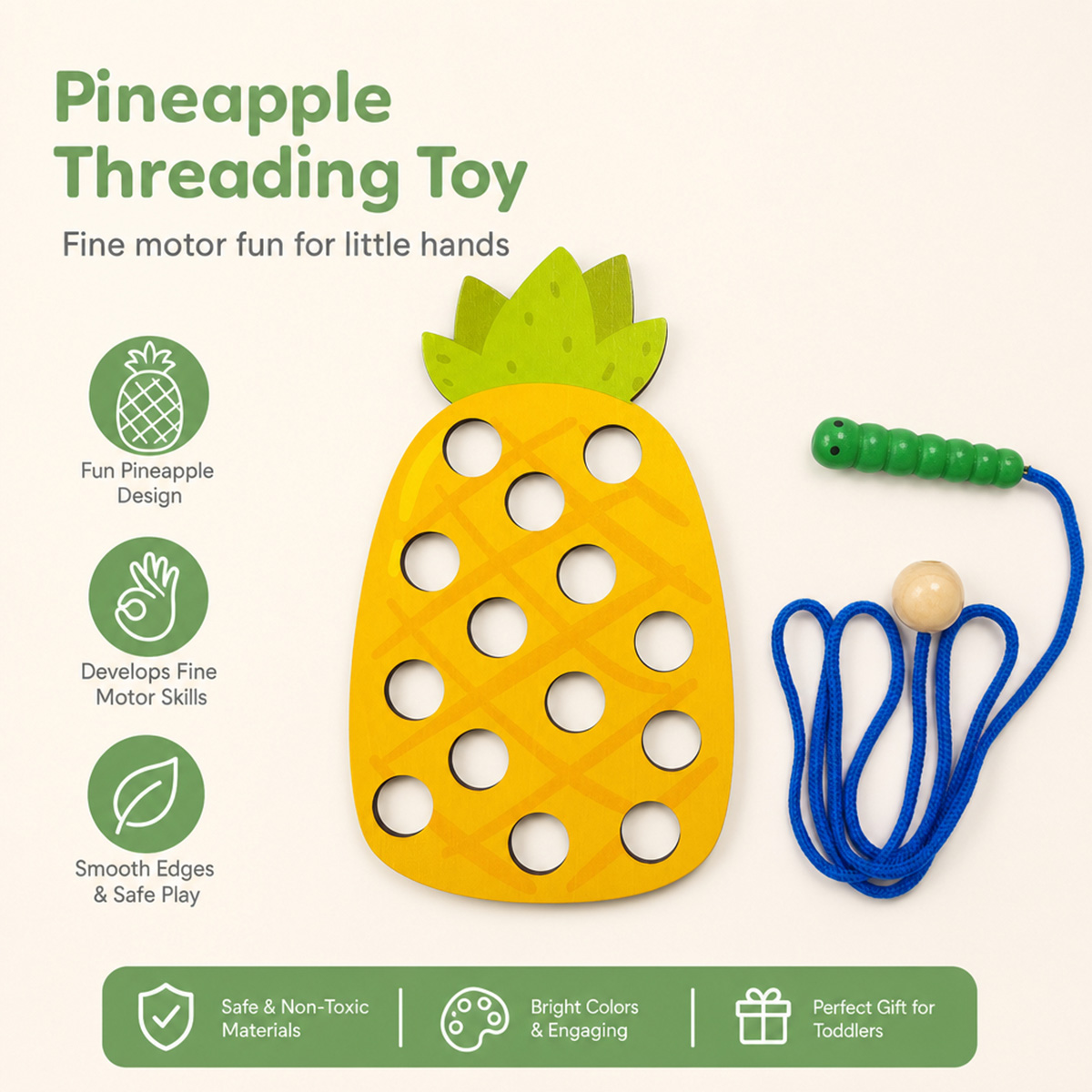 Wooden Lacing Pineapple Thread - Travel Accessories Baby 评论和价格
