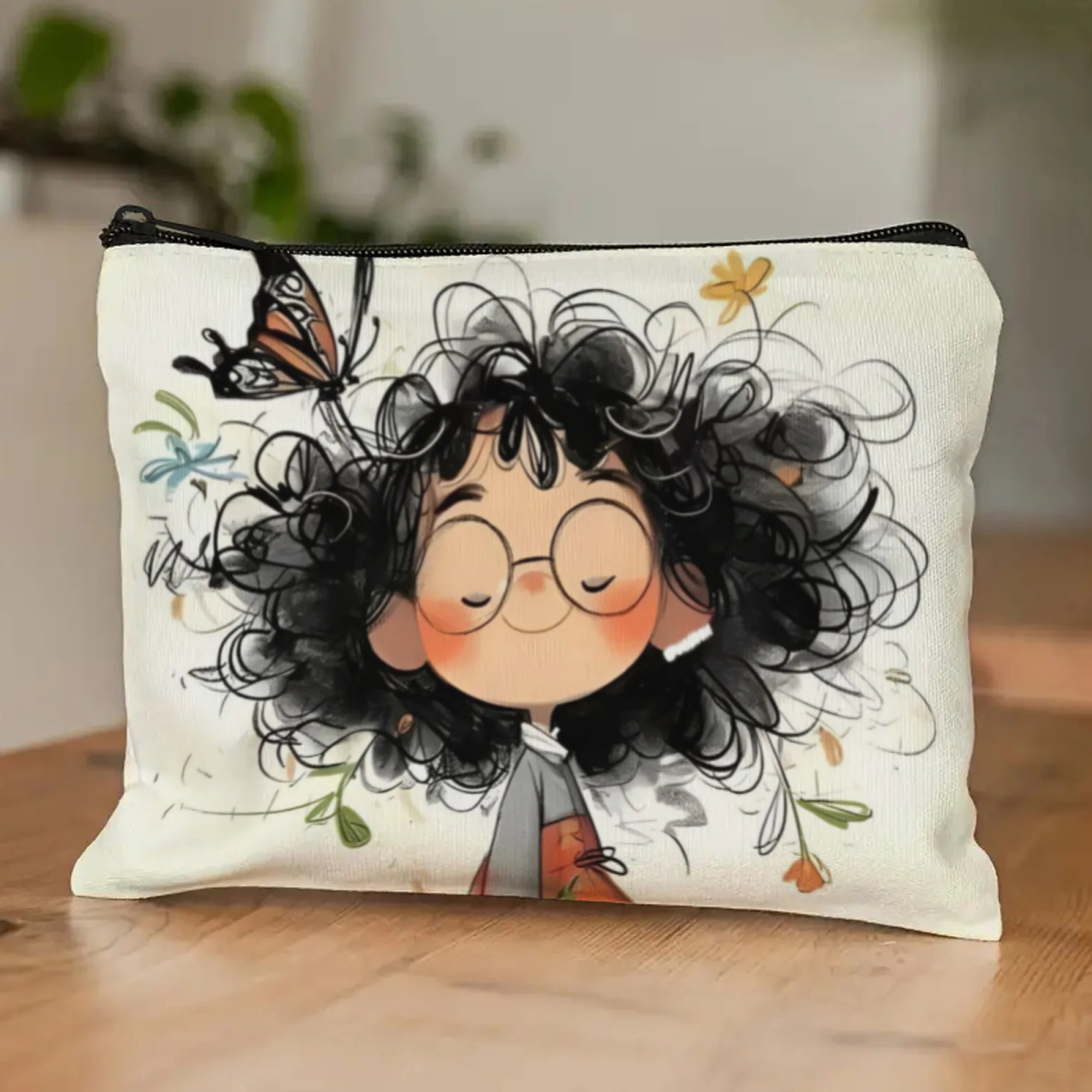 Cartoon Girl Makeup Bag Zipper - Travel Accessories Organizer Bag 评论和价格