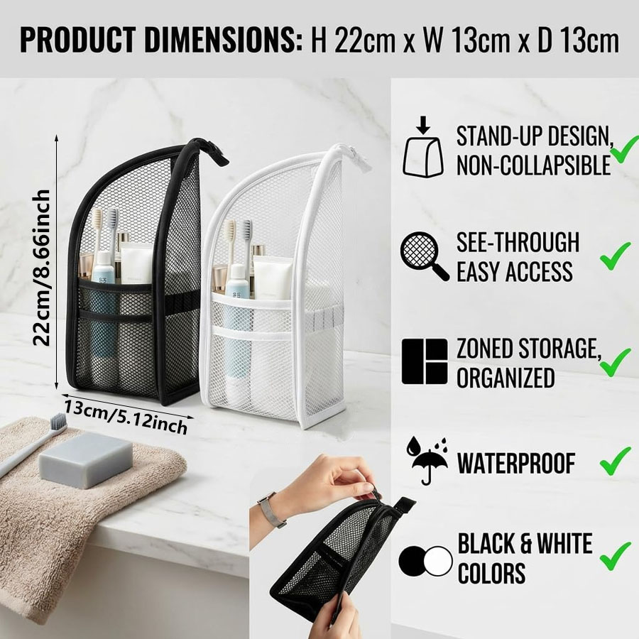 1Pc Portable Mesh Toiletry Bag - Travel Accessories Organizer Bag 评论和价格